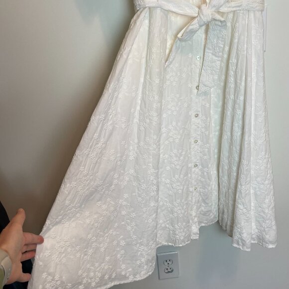 SEZANE Adele Floral Embroidered Eyelet Button Down Midi Shirt Dress \\ 38 (6) - Picture 5 of 9